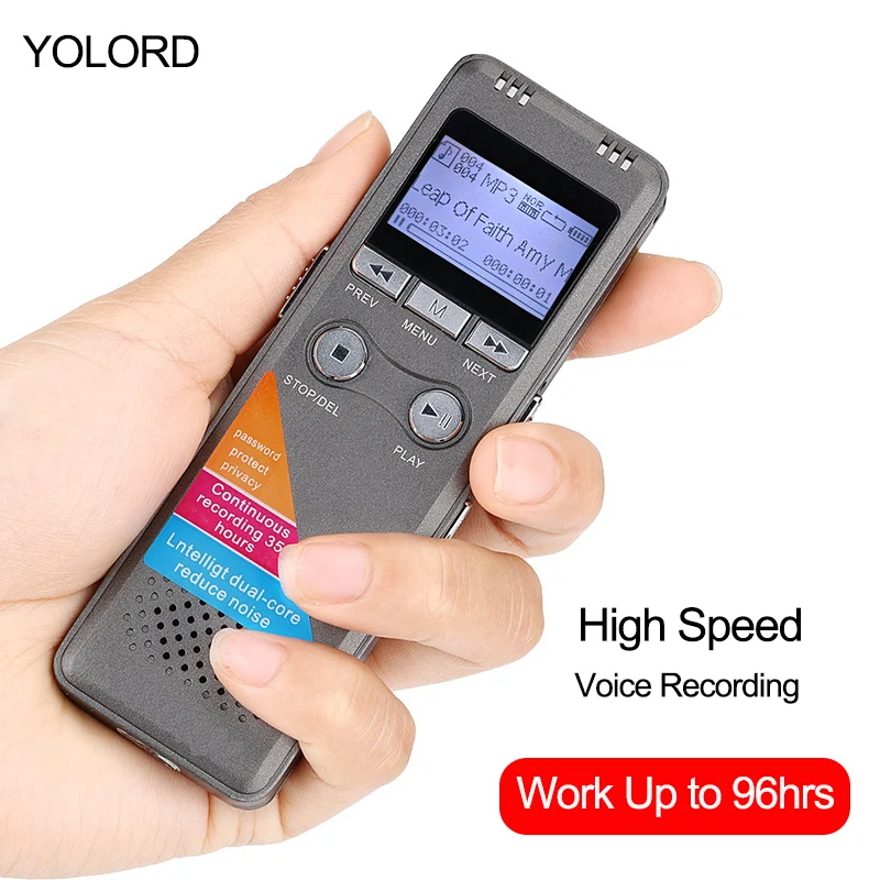 Профессиональный шумоподавляющий USB-рекордер YOLORD с большим аккумулятором на 8 ГБ