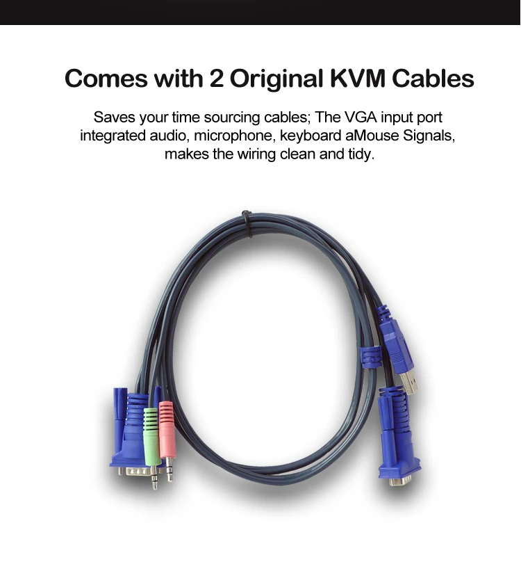 KVM переключатель VGA 2 порта USB 2,0 с кабелями Поддержка аудио микрофон принтер сканер Высокое разрешение 2048*1536 CKL-21UA