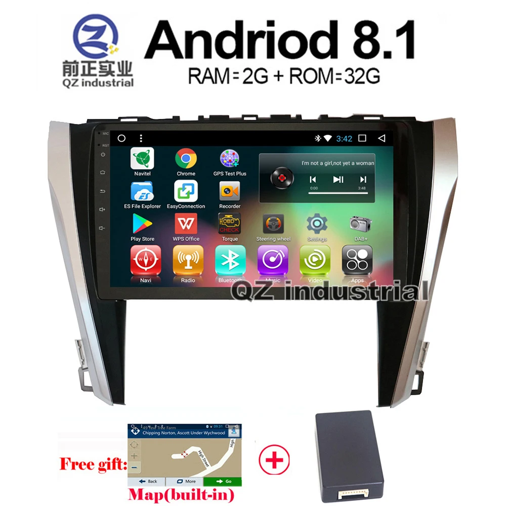 QZ industrial HD 10 2 &quotAndroid 8 1 T3 автомобильный DVD плеер для Toyota Camry 55 2015 с Canbus box 3G 4G WIFI GPS BT Navi