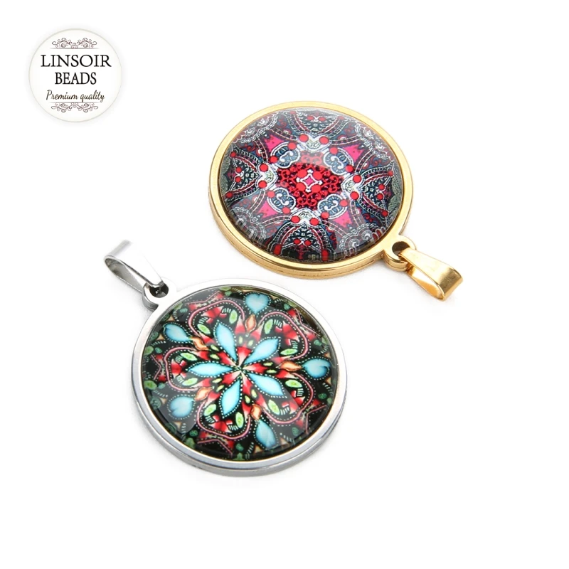 

20pcs/lot Colorful flowers Round Handmade Photo Glass Cabochons & Glass Dome Cover Pendant Cameo Settings