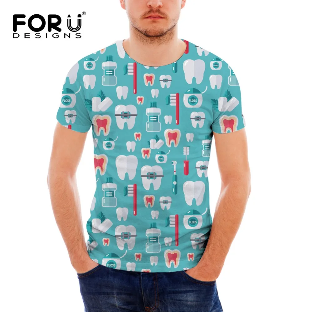 FORUDESIGNS/мужские футболки плюс стоматолога, футболка Homme, летние мужские футболки с коротким рукавом, мужские футболки, Camiseta, футболка Homme
