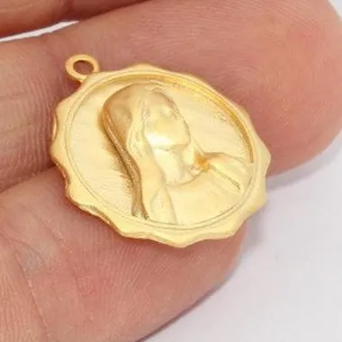19x21mm mte1213 1pcRaw Brass24k матовое позолоченное мать Мэри(без никеля и свинца). mte1197. mte1183 mte1209. mte1213. MTE1191.MTE1214 - Цвет: 19x21mm mte1213
