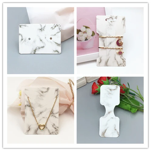 50Pcs/Lot Marble Pattern Jewelry Sets Holder Card Handmade For Necklace Earring Hairpin Accessory Jewelry Decoration Cards Favor