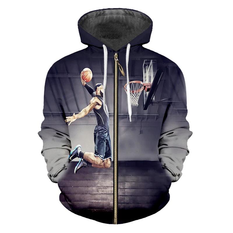 OGKB толстовка на молнии мужская с 3D принтом баскетбол Супер Рождество уличная