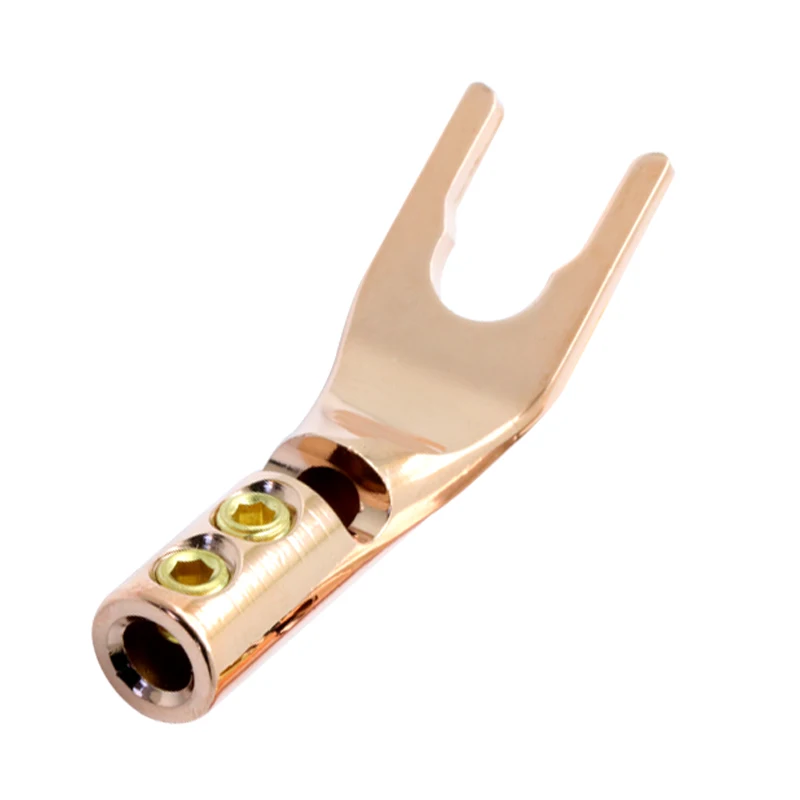 2PCS Gold-plated Copper Banana Plugs U/Y Type High quality Banana Connector Speaker Wire Connector With double Screw locks - Цвет: Rose Gold