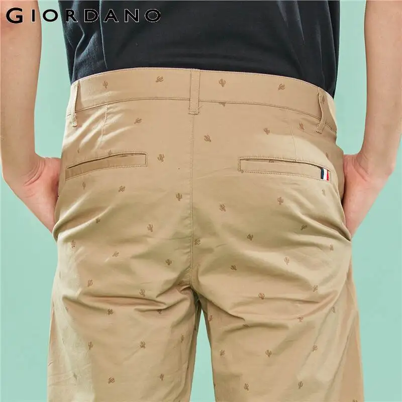 Giordano повседневные зауженные шорты из натурального хлопка slim fit с вышивками на них