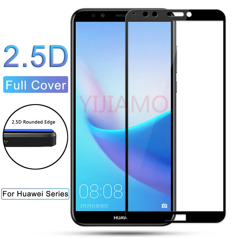 Защитное стекло для экрана y6 y7 y5 prime 2018 цветное полноэкранное 3d Huawei Y3 Y5 Y6 Y7 Y9 Prime Pro