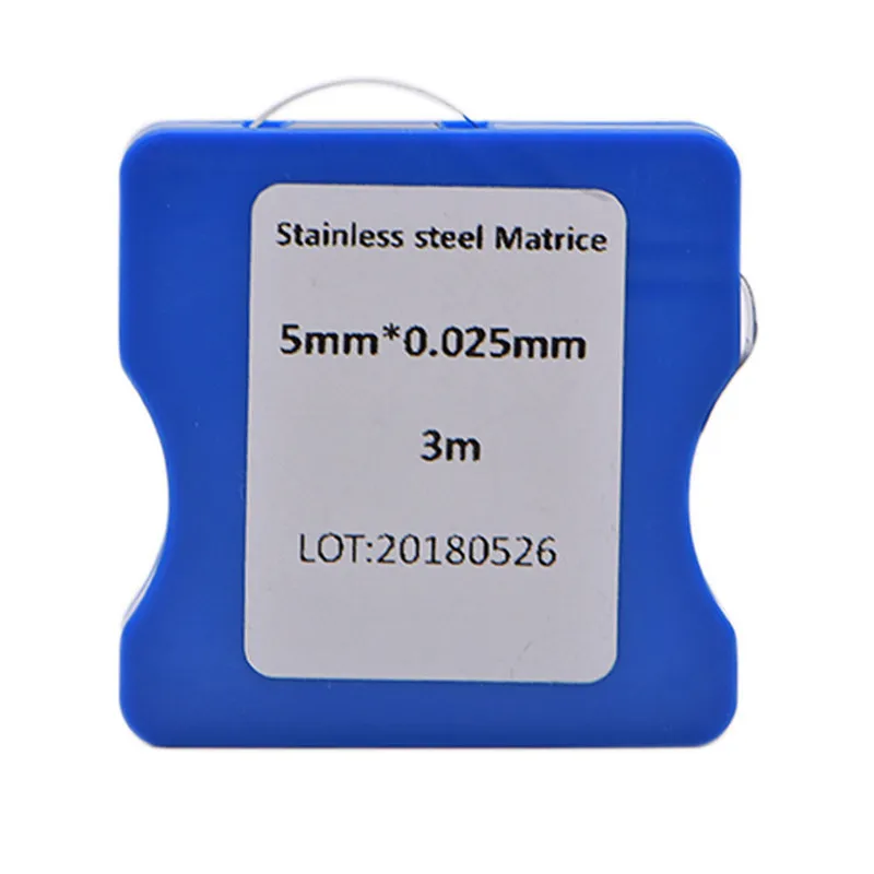 3 метра из нержавеющей стали Matrice полосы 5 мм/6 мм/7 мм ширина 0,025 мм толщина Хорошие эластичные стальные Матричные полосы рулон стоматологической матрицы