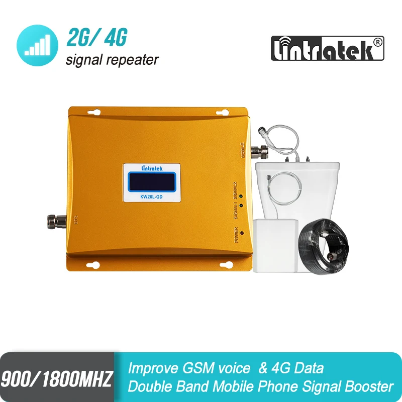 Lintratek двухдиапазонный GSM 900 LTE 1800 МГц повторитель сигнала мобильного телефона 65 дБ