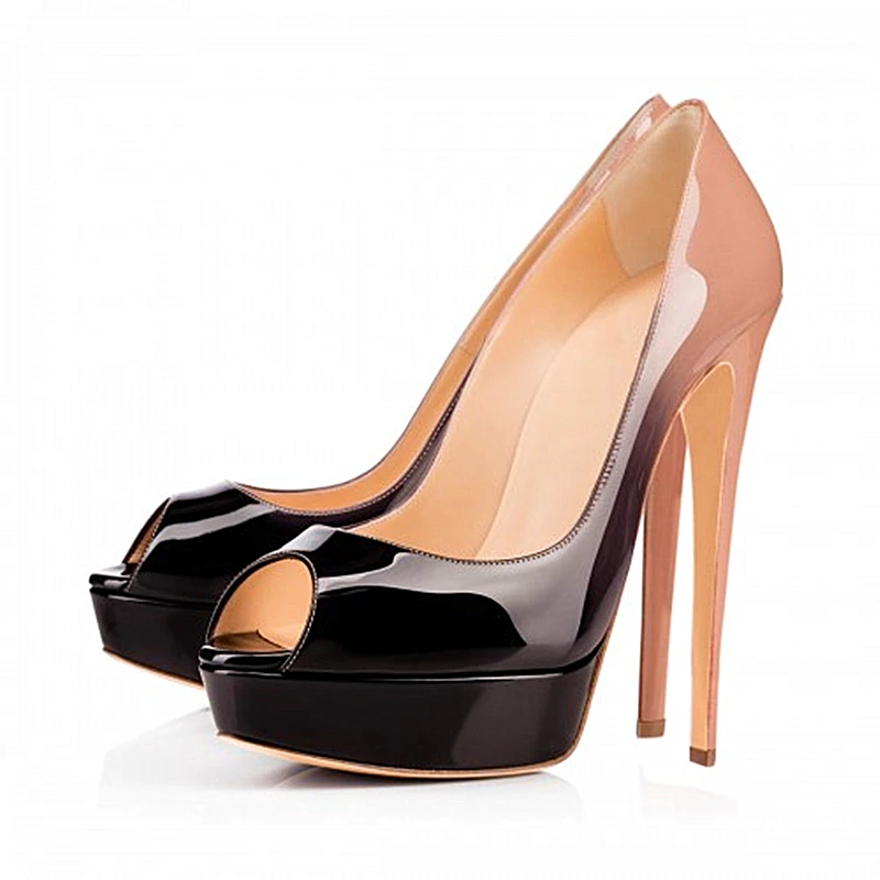 Туфли лодочки женские на высоком каблуке с открытым носком размеры 34 46|peep toe