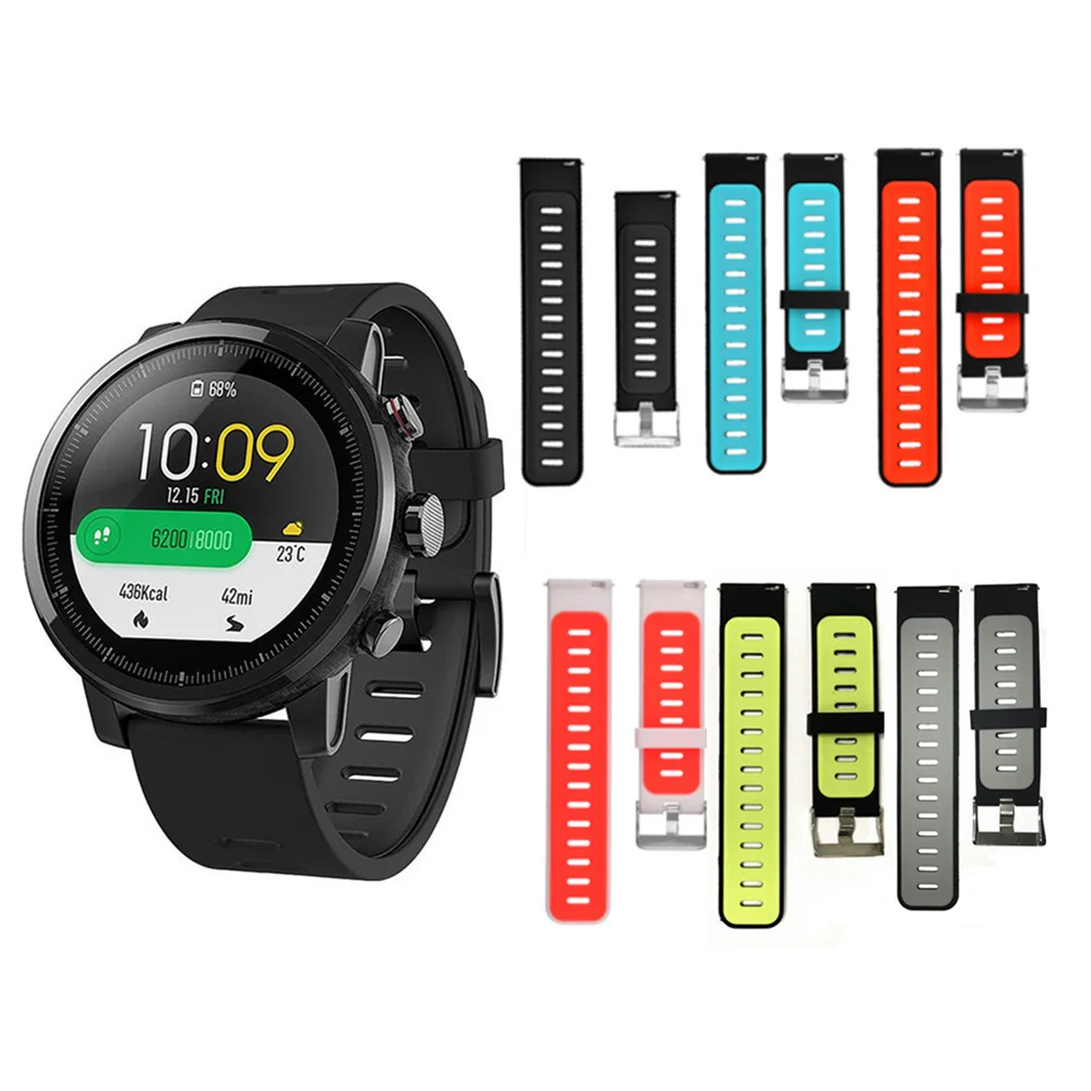 22 мм Универсальный силиконовый ремешок дважды цвета для Amazfit темп samsung Шестерни S3