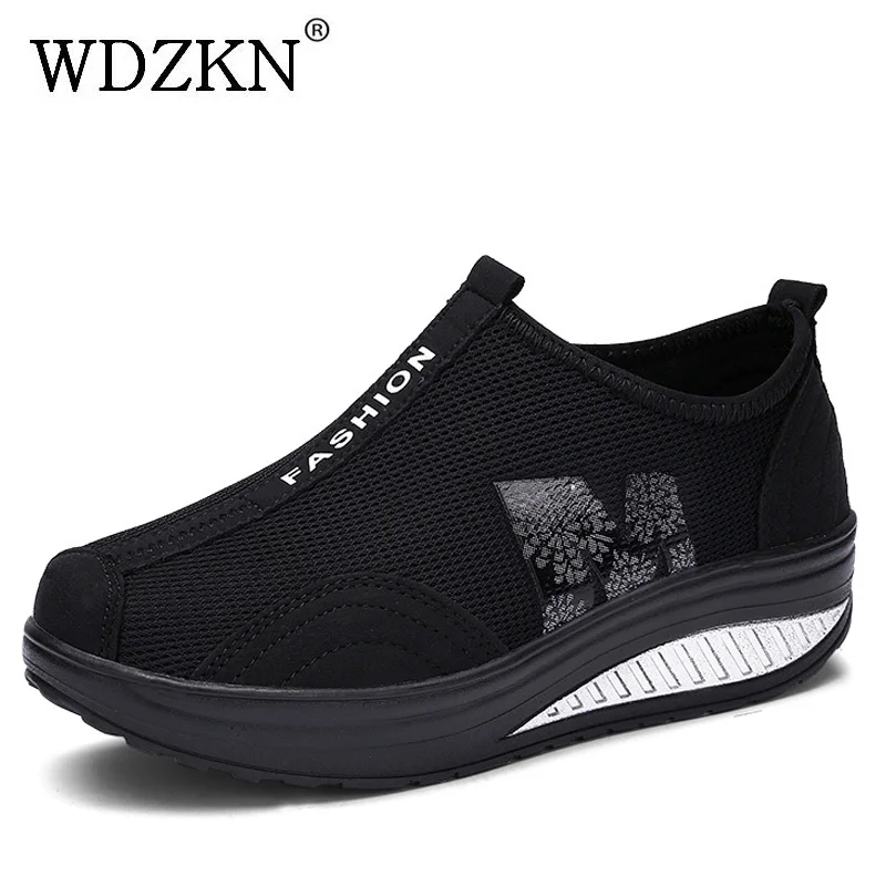 

WDZKN Women Flat Platform Shoes Breathable Air Mesh Slip On Casual Shoes Woman Sneakers Summer Ladies Shoes Sapatos Femininos