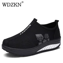 WDZKN/Женская дышащая обувь на платформе; Повседневная обувь из сетчатого материала без застежки; женские кроссовки; Летняя женская обувь; sapatos femininos