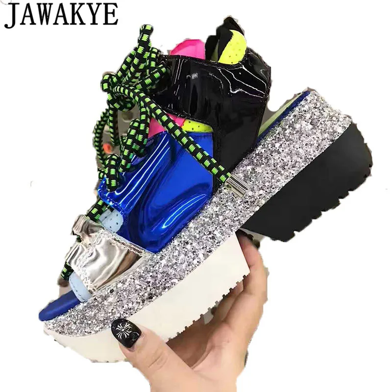 Bling bling Блестки лакированной laether Кроссовки Женская повседневная обувь Для женщин