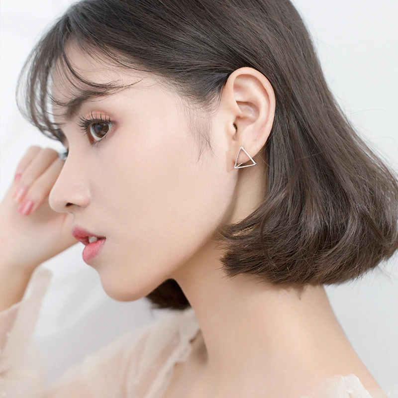 Modian Line треугольные серьги-гвоздики серьги Мода Шарм 925 серебро золото и розовое