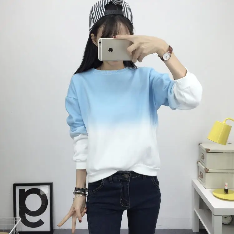 2018 Sudaderas Mujer свободные толстовки градиентного цвета Женская толстовка с длинным