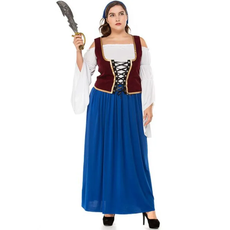 Adults Female Blue White Pirate Cosplay Women Lady Oktoberfest Performance Costumes Party Decoration Costume Halloween|Праздничные