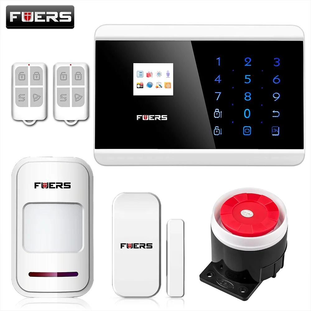 FUERS IOS Android APP Touch Keypad&ampTFT display 99 Wireless Zone GSM/PSTN/SMS Home PIR Voice Burglar Alarm Security System |