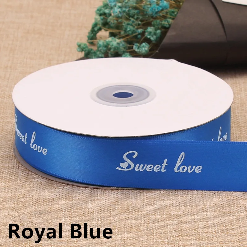 Royal Blue Высокая density2.5cmwide сладкая любовь корсажные ленты цветок подарок флорист печать упаковки выпечки торт магазин ленты полиэстер лента - Цвет: Royal Blue