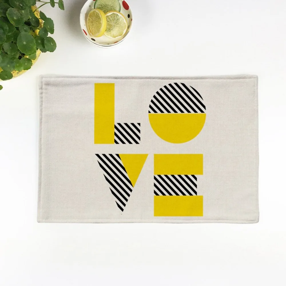Modern Western Style Home Yellow Fresh Linen Mat Tablema Food Restaurant Kitchen Party Decoration | Дом и сад