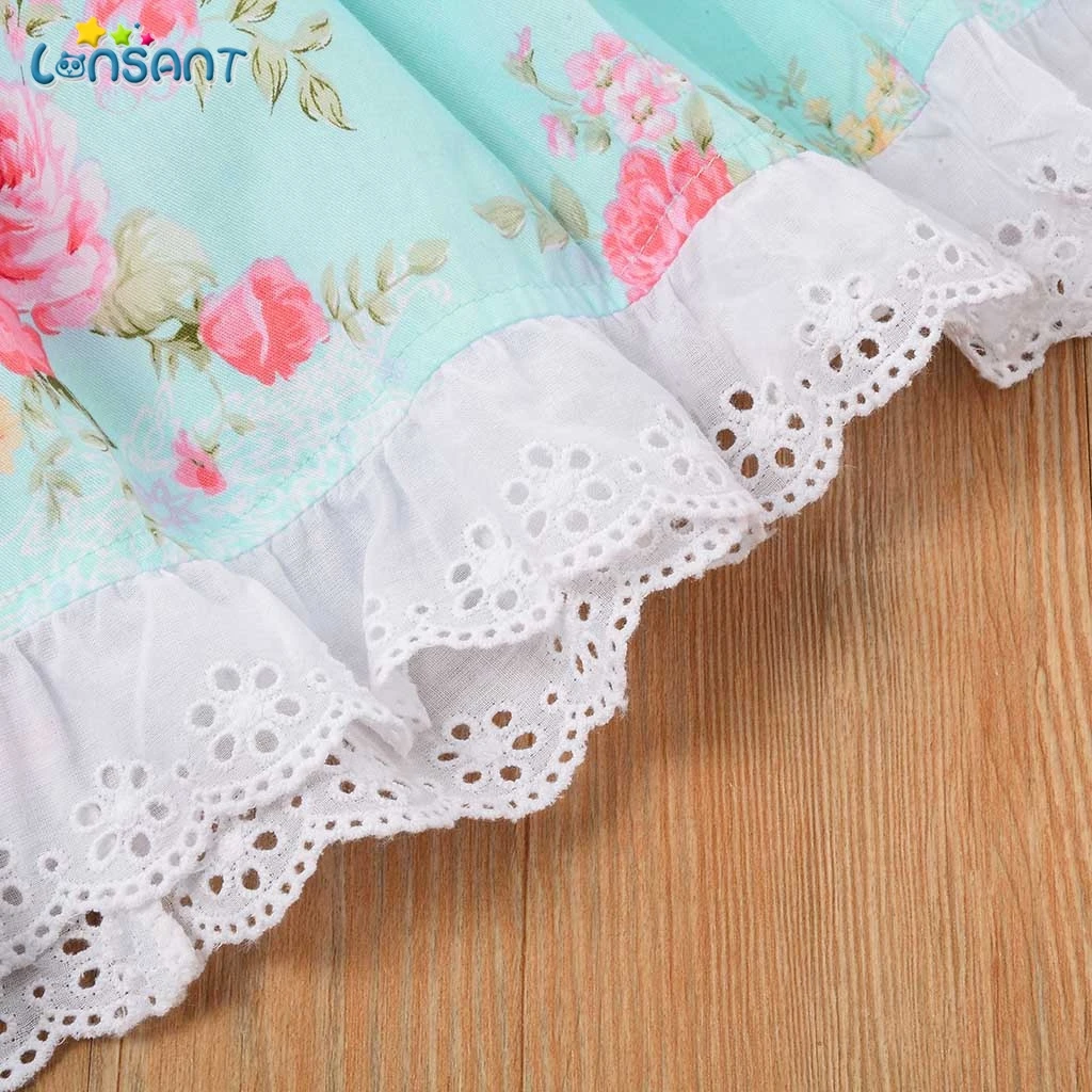 Платье для девочек LONSANT летнее Хлопковое платье с цветочным рисунком принцессы