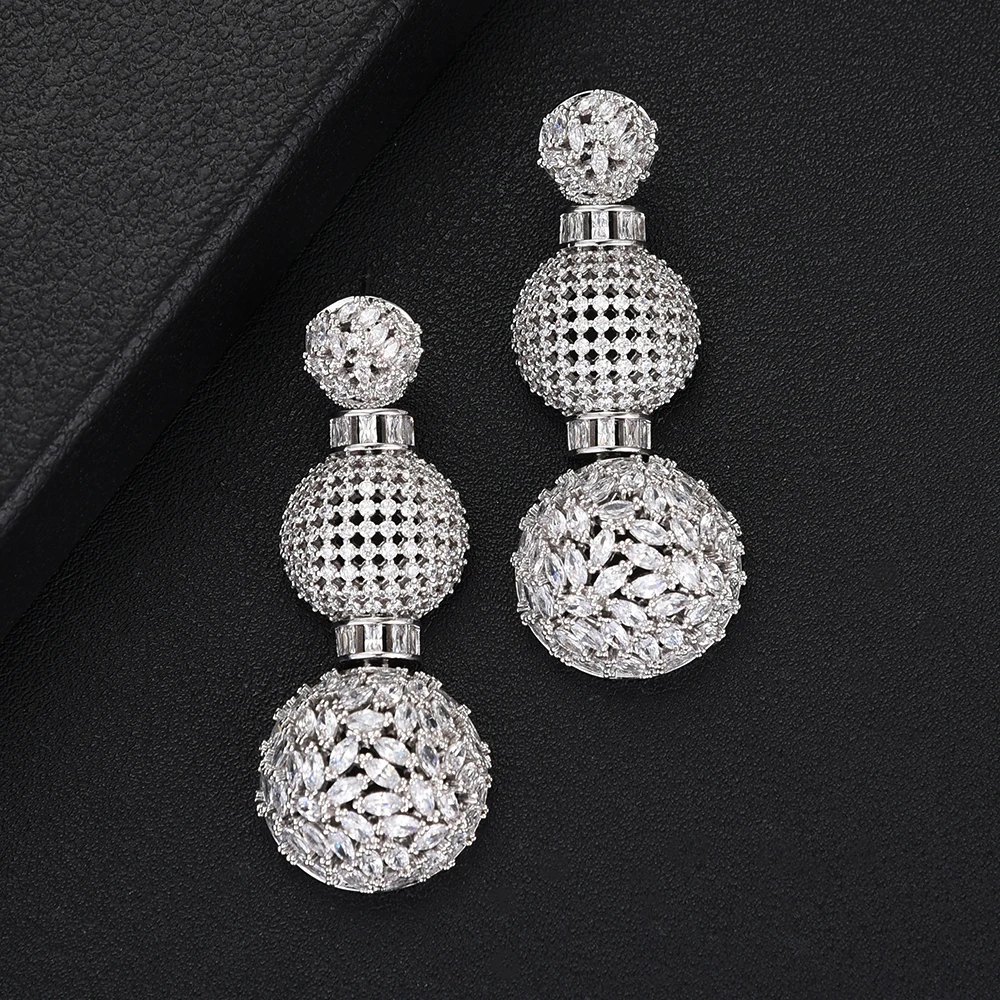 

SisCathy Charms Women Dubai Bridal Wedding Jewelry Sets Luxury Full CZ Cubic Zirconia Ball Statement 4PCS Jewelry Sets 2019