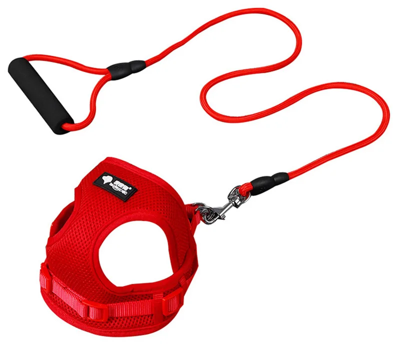Red Round Rope Pawstrip, жилет для маленьких собак, нейлоновый поводок для собак, мягкий дышащий поводок для кошек, набор поводков из сетки для щенков, поводок для собак, Petshop - Цвет: Red Round Rope