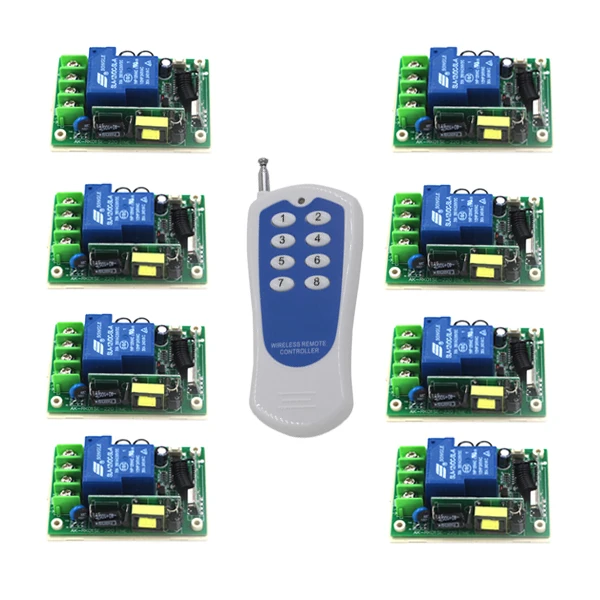 

AC 85-250V 30A 8 Ch 315MHz 2 режима беспроводной пульт дистанционного управления 1000m Многофункциональный 5479