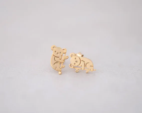 Модные серьги гвоздики koala с животным покрытием для женщин|fashion stud earrings|stud earringsstud