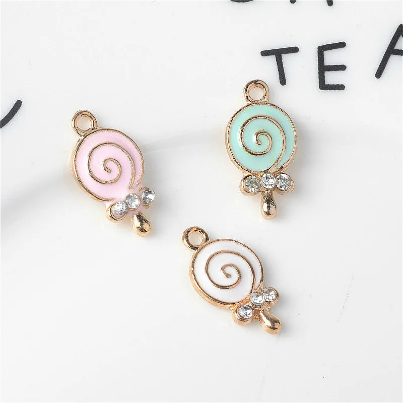 

50pcs 11*20mm Enamel Lollipop charms Oil drop Candy charm for earrings jewelry making pendant alloy, metal DIY Jeweley findings