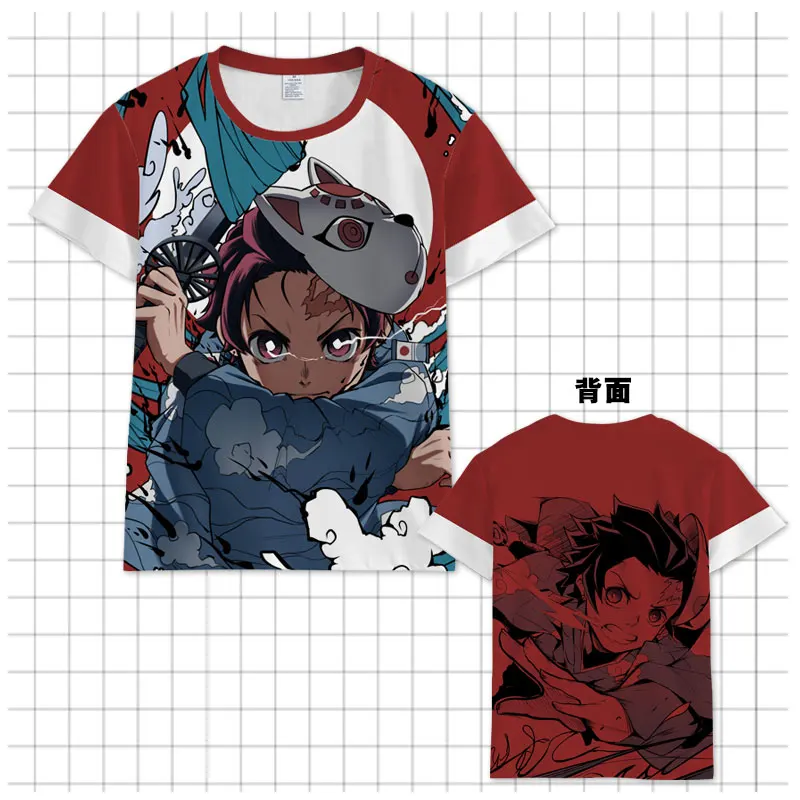 Аниме «Demon Slayer: Kimetsu no Yaiba Kamado Tanjirou»; футболка для косплея; модные футболки с короткими рукавами; повседневные футболки унисекс