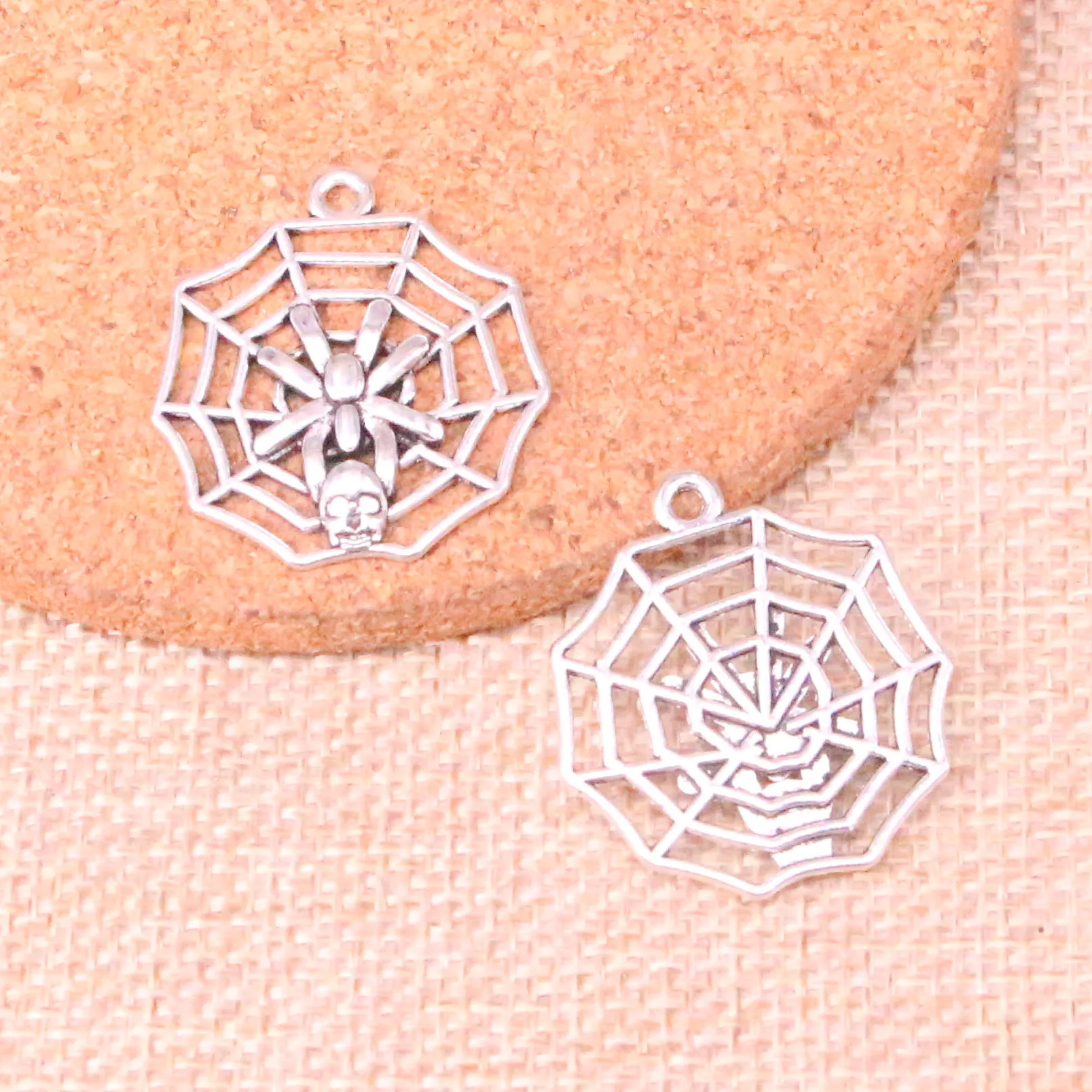 11 шт Подвески паутины паук Хэллоуин античные посеребренные подходят для