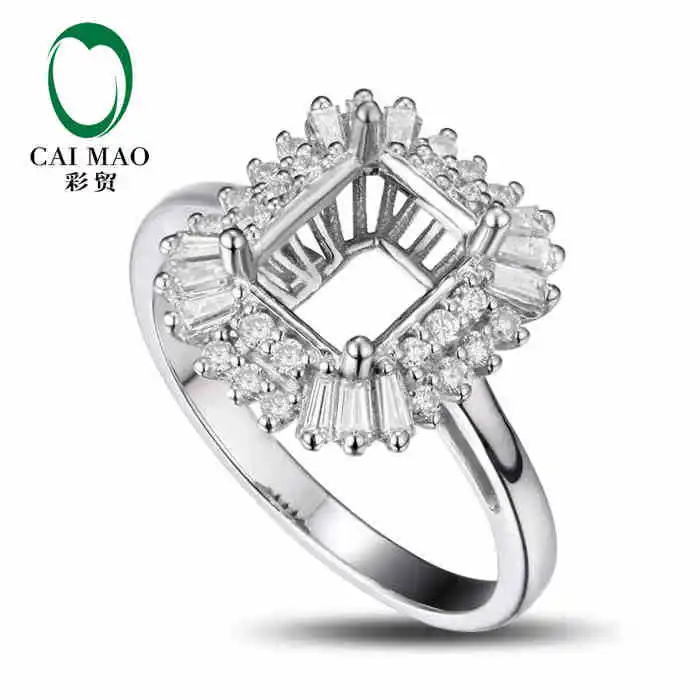 CaiMao кольцо с изумрудом полуустановочное и 0.54ct бриллиант 18k белое золото