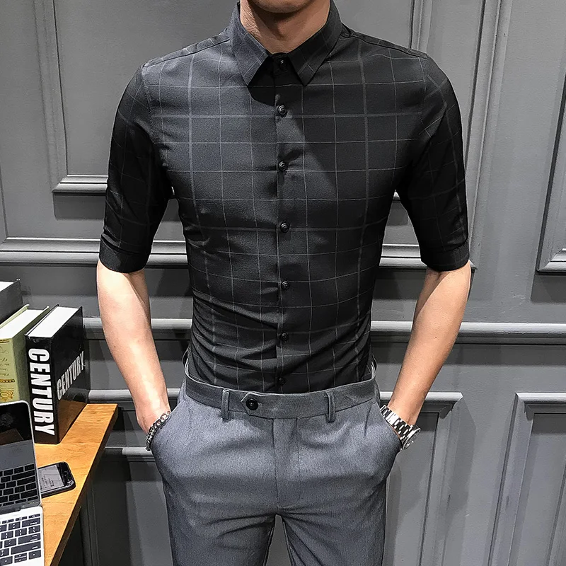 Chemise homme Весна Лето Новая мужская рубашка 2019 уличная мода клетчатая платье