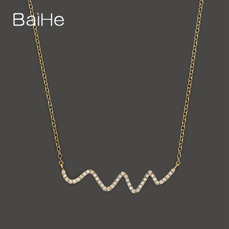 BAIHE однотонные 18K желтое золото 0.18CT H/SI натуральные бриллианты свадебные женские