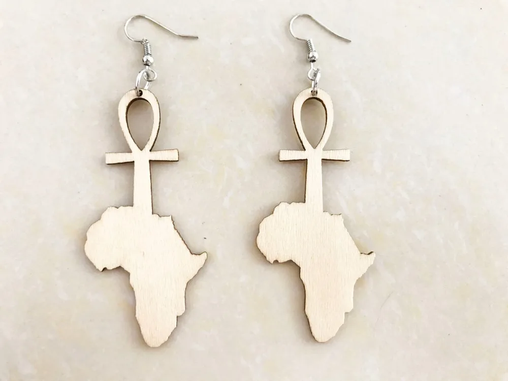 1 пара Африканский крест с картой деревянные серьги подарочные украшения|earrings with
