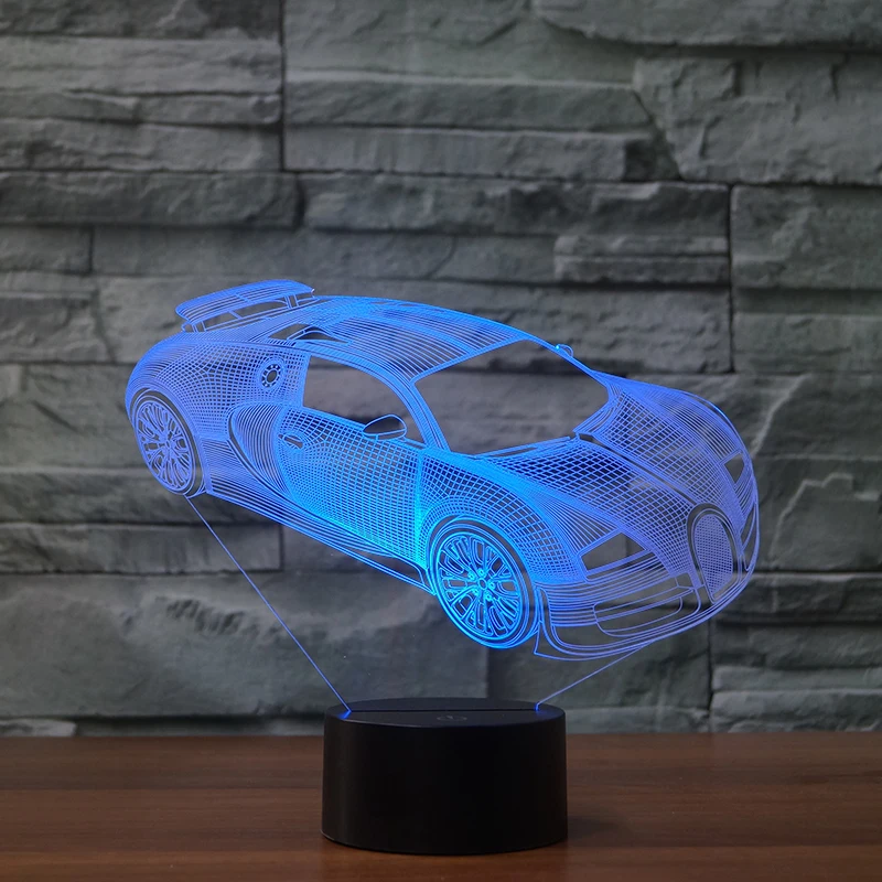 3D Оптическая иллюзия ночник 7 цветов LED лампа Bugatti Veyron для детей и взрослых