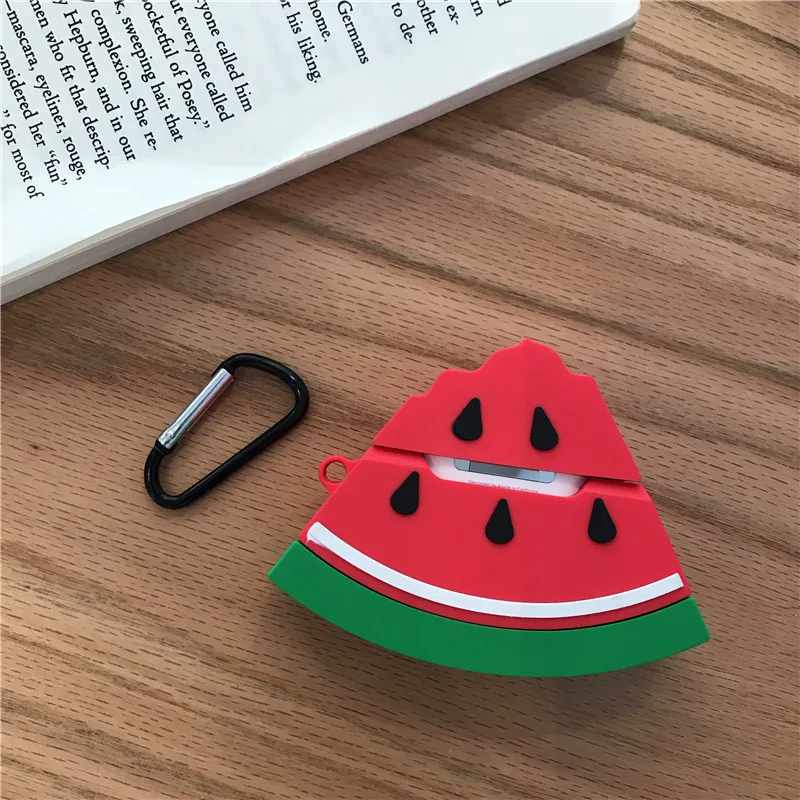 Чехол для AirPods милый мультяшный арбуз Мягкий силиконовый чехол беспроводных
