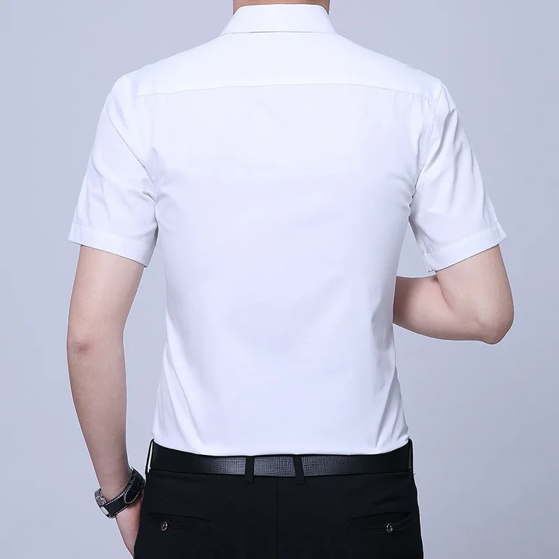 Новая летняя мужская рубашка с коротким рукавом однотонная деловая офисная