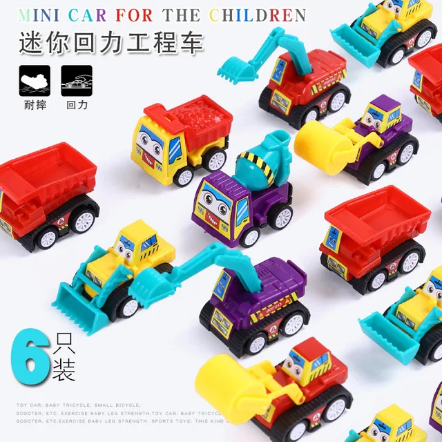 

6pcs/lot Baby Toys Cute Plastic Pull Back Cars Toy Cars for Child Wheels Mini Car Model Funny Kids inertia Toys for Boys GYH