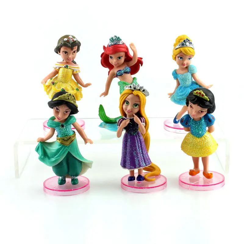 

Милые игрушки Disney 6 шт./компл. Принцесса Белоснежка Рапунцель Ариэль ПВХ фигурки героев Милая мультяшная принцесса Русалка игрушки модели д...