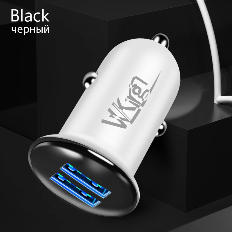 Автомобильное зарядное устройство VVKing с двумя USB, 5 В/2,4 А, Максимальная зарядка, мини-адаптер для iPhone 6S Plus, Samsung, Xiaomi, зарядное устройство для телефона, 2 USB, автомобильное зарядное устройство - Тип штекера: Black