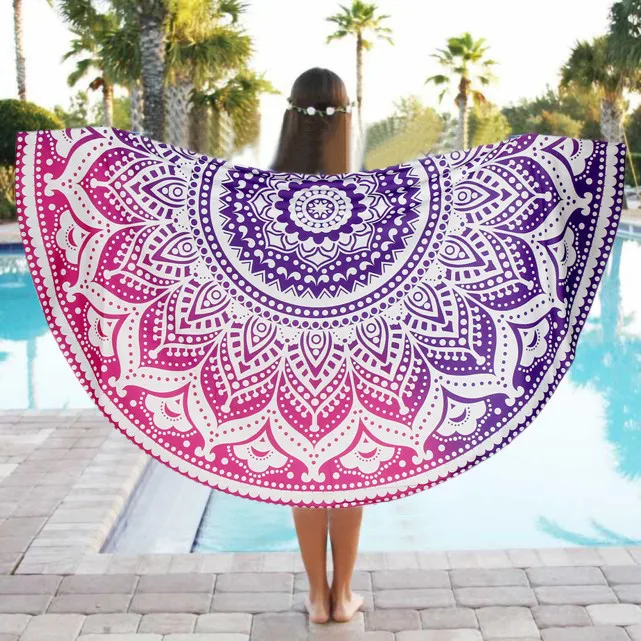 Summer Round Tapestry Picnic Throw Beach Cover Up Bikini Boho Summer Dress Swimwear Bathing Suit Kimono Tunic#3