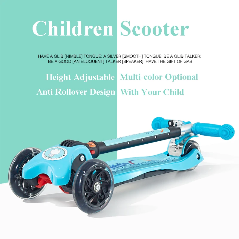 Младенческий Блестящий детский скутер 3 колеса складной автомобильный съемный