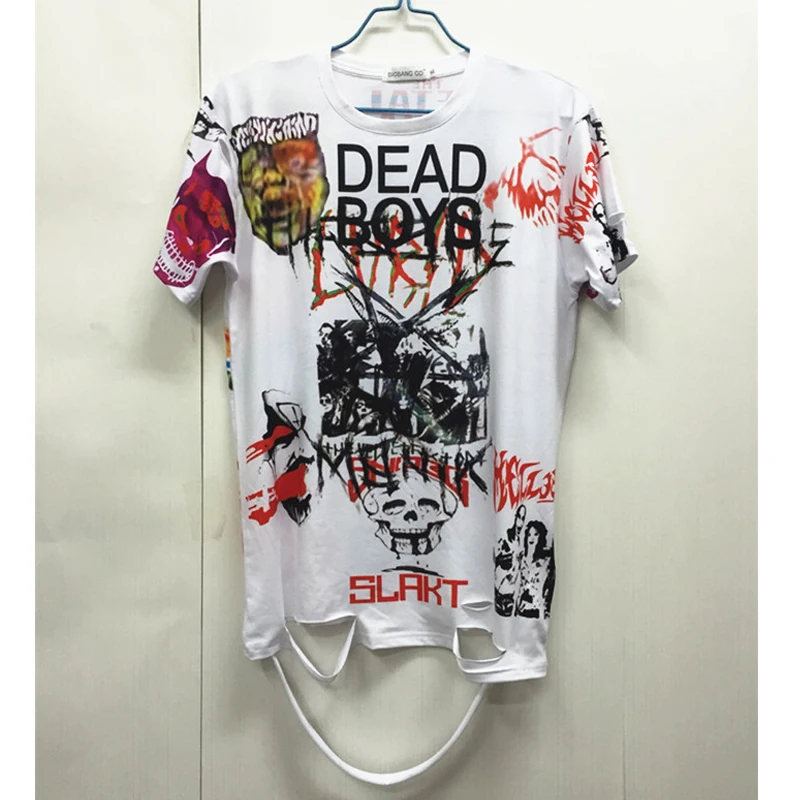 Футболка WXCTEAM Bigbang GD INS черно белая хлопковая с абстрактным граффити Harajuku топ