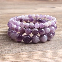 natural bracelet 8mm dream amethysts stone beads hand string fit for jewelry diy charms yoga women meditation amulet accessories