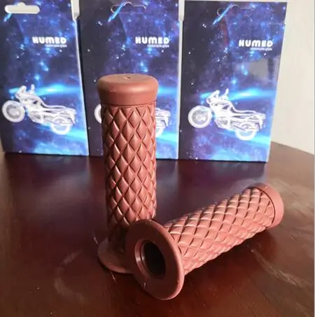 Red brown HUMED 3 цвета универсальные 7/8 ''22 мм винтажные резиновые мотоциклетные ручки кофейные GG GN GS 125/250 мотоциклетные ручки - Цвет: Red brown