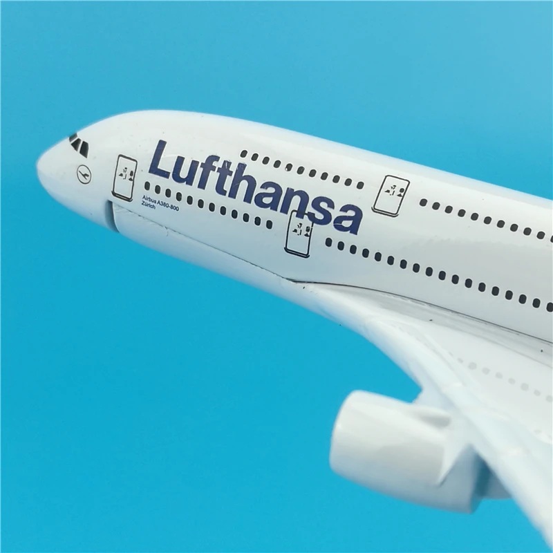 Модель самолета немецкого производства Lufthansa A380 16 см металлическая Статическая