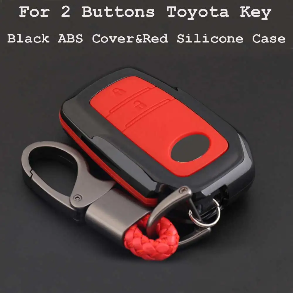 Новинка,, чехол для ключей из углеродного волокна для Toyota Hilux Fortuner Land Cruiser RAV4Remote, аксессуары для ключей - Название цвета: 2key-ABSRed