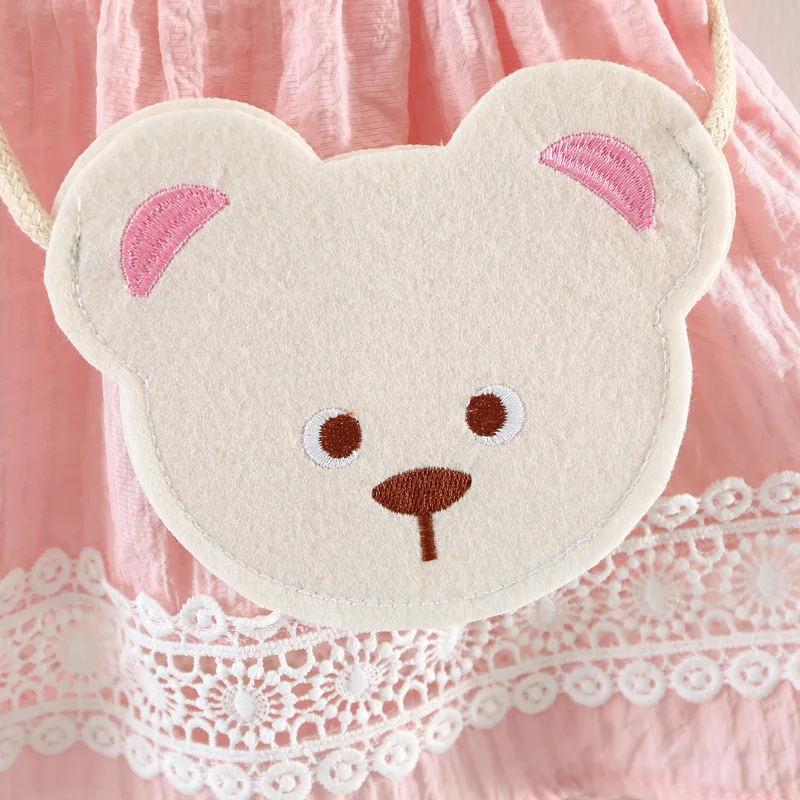 2018 new Sleeveless lace work Dress cartoon bay solid Baby Clothes o-neck Clothing Kids zipper casual Dresses for girls | Детская одежда